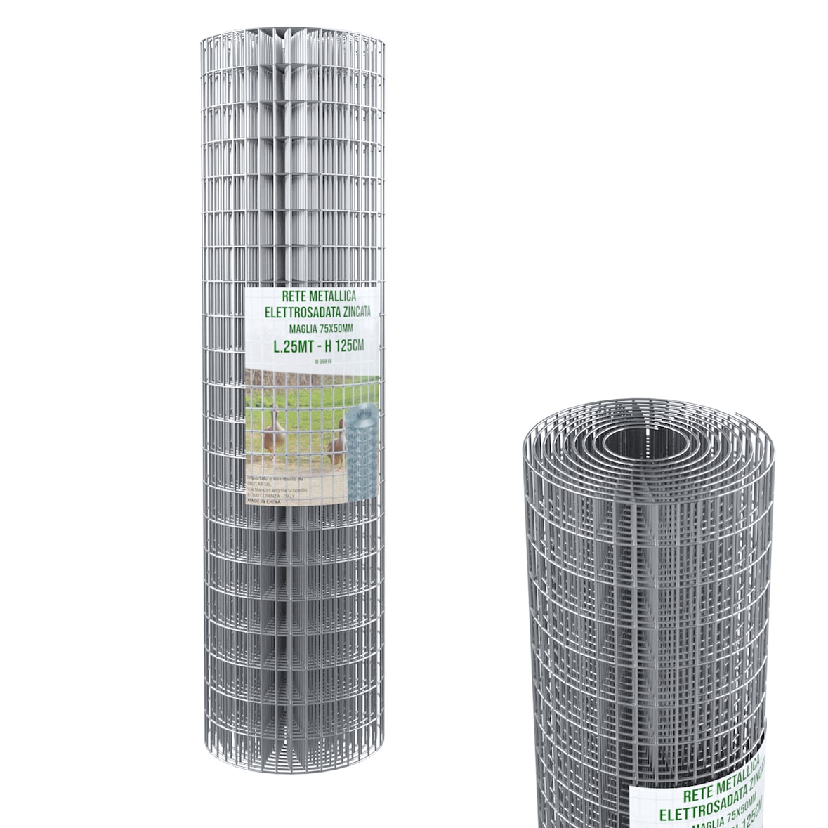 Rotolo Rete Metallica Per Recinzioni 25 M Zincata Elettrosaldata Rigida Maglia 75 x 50 mm Per Giardino Orto Piante Spazi Esterni (125 Cm)