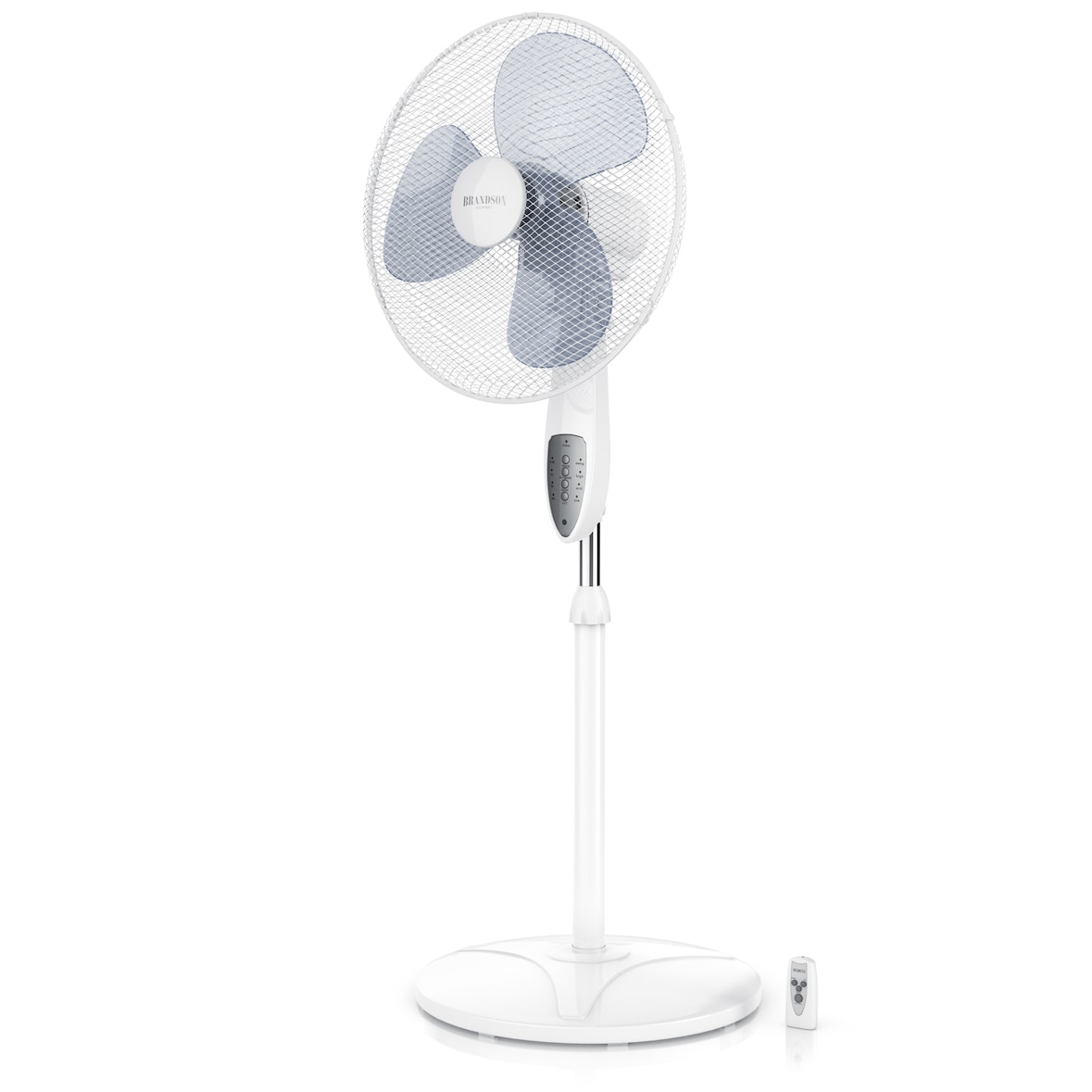 Brandson Standventilator mit 3 Leistungsstufen, 50 W Standlüfter leise, Ventilator höhenverstellbar, mobiler Lüfter, 30 Grad neigbar