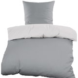 thumbnail of 2-tlg. SATIN Wende Bettwäsche 135x200 + 80x80 cm, 100% Baumwolle, grau silber, uni/einfarbig