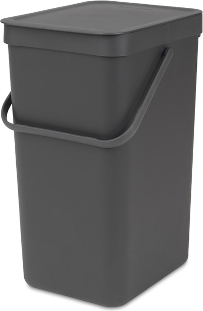 Brabantia Abfallsammler mit Stay-open Deckel | 16 Liter, HxBxT 40x27,9x22cm | Kunststoff | Dunkelgrau