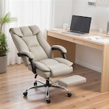thumbnail of HOMCOM silla de escritorio giratoria con reposapiés, con respaldo reclinable, acolchado grueso, tapizada en cuero sintético, altura ajustable
