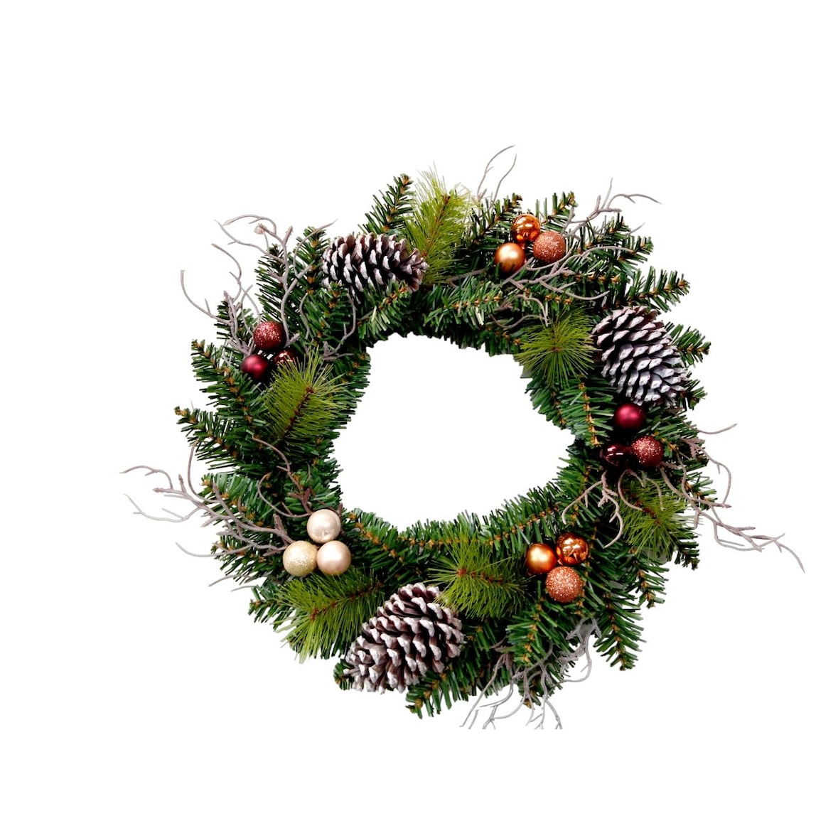 Tarrington House Couronne de Noël Nature, PVC / Polystyrène, Ø 45 cm, décorée