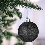 thumbnail of Relaxdays Weihnachtskugeln 101er Set, Kunststoff, Weihnachtsbaumdeko mit Kugeln, Spitze, Christbaumschmuck, schwarz/weiß