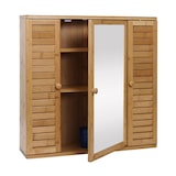 thumbnail of Décoshop26 - Badezimmer-Wandschrank mit Spiegel 3 Einlegeböden 3 Türen Bambus 60x60x15 cm 04_0005765