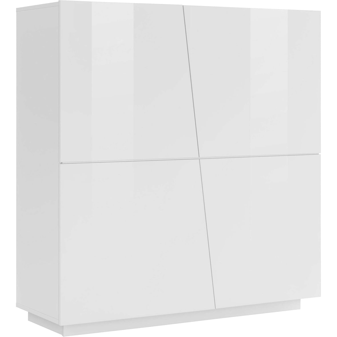 shopinnovativo -Credenza mobile soggiorno cucina 120cm 2 ante 4 mensole bianco lucido 120X43X126 H