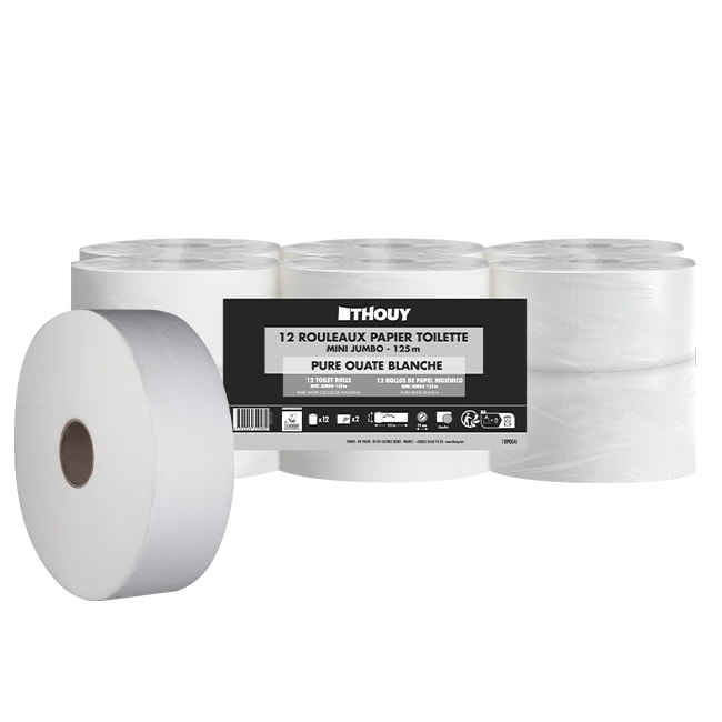 Papier toilette mini jumbo de 125 m pure ouate 2 épaisseurs par 12