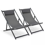 thumbnail of Lot de 2 transats en aluminium anthracite - Oviala