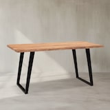 thumbnail of Schreibtisch Massiv Baumkante Industrial | 160x80cm Akazienholz | Goldbraun-Schwarz | Handarbeit & U-Metallgestell | Atoll Kollektion | Kadima Design