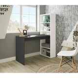 thumbnail of Dmora Schreibtisch Denton, Wendeschreibtisch mit Bücherregal mit 5 Böden, Studier- oder Bürotisch für PC-Buchhalter, 120x53h144 cm, Weiß und Anthrazit