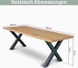 thumbnail of DELUKE® Massivholz Wohnzimmertisch mit Baumkante RAGNAR - 280x100cm, Eichenholz, X-Hora Gestell | Esstisch Holz Küchentisch Esszimmertisch