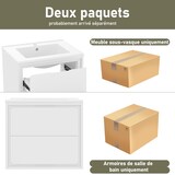 thumbnail of Badezimmerschrank 60x46x50 wandhängend mit Keramikwaschbecken, LED-Radarsensor, 2 geräuschlose Schubladen, MDF, modernes Design, Weiß