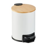 thumbnail of Relaxdays Mülleimer Bad, 3 l, Kosmetikeimer Absenkautomatik, Bambusdeckel, entnehmbarer Inneneimer, Treteimer, weiß