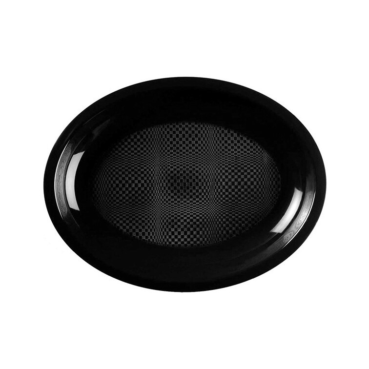 MONOUSO - Wiederverwendbare Tablett PP Robuste Oval "Round" Schwarz 25,5x19cm (25 Stück)