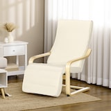 thumbnail of HOMCOM sillón de salón con reposapiés ajustable silla relax butaca tapizado en tela con marco de madera carga 120 kg para oficina 66,5x94x100 cm crema