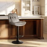 thumbnail of Barhocker MITUN - Kunstleder Grau 46x54x92 cm Schwarz | Barstuhl Höhenverstellbar Mit Lehne Drehbar Tresenhocker Tresenstuhl Kneipenhocker