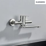 thumbnail of MAX | torneira misturadora degastro  montagem de parede prata|cozinha profissional em aço inoxidável longa e plana|torneira de restaurante bico reto