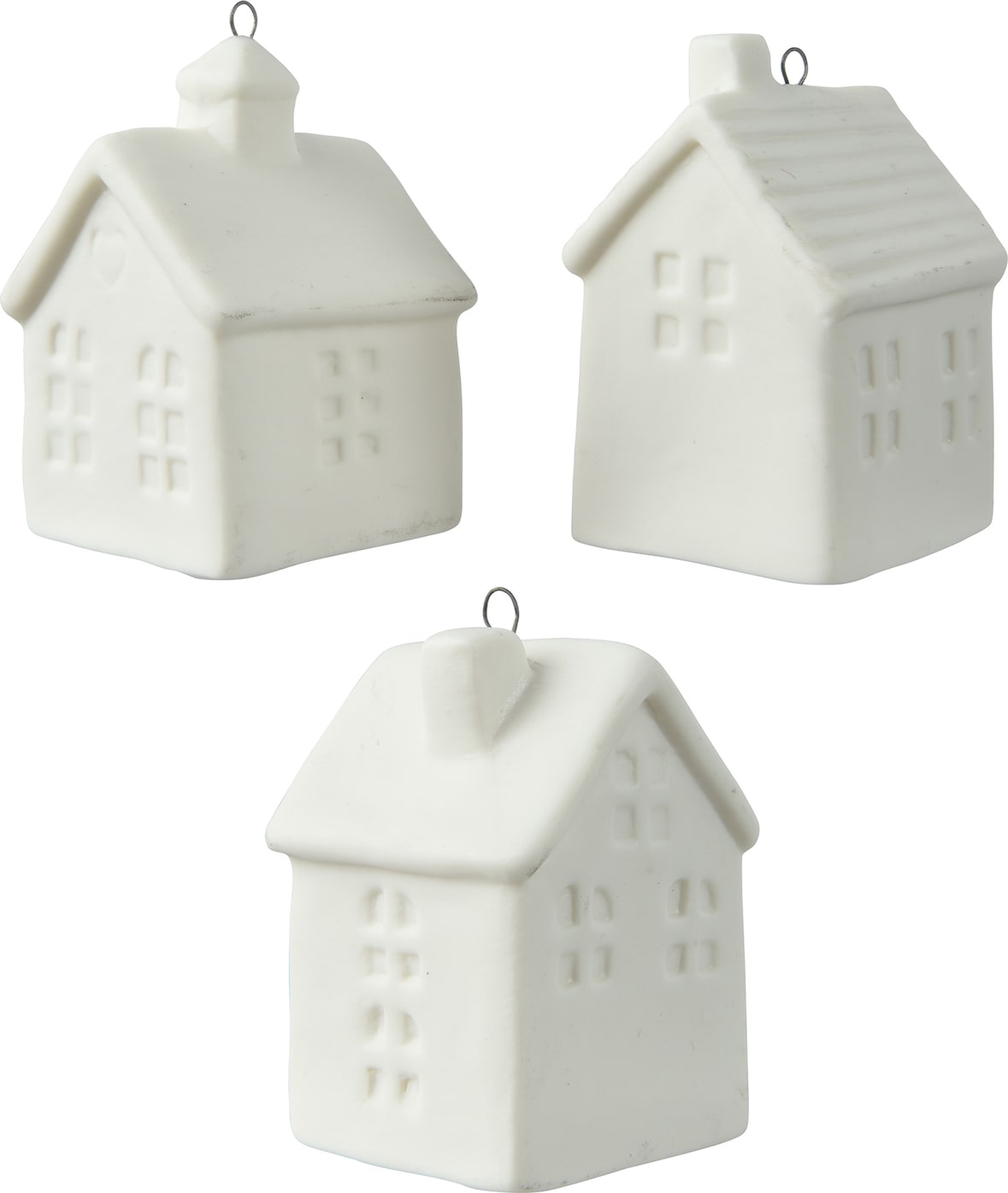 Christbaumschmuck Haus Porzellan 6,5cm Figur 1 Stück sortiert Weihnachtsbaum Anhänger Weihnachten Weihnachtsbaumschmuck Winterdorf Dorf Hütte Weiß