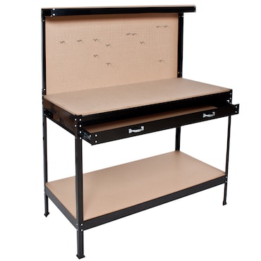 tectake Banco da lavoro con cassetto - 120 x 60 x 156 cm - 400855