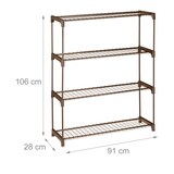 thumbnail of Relaxdays Blumenregal, 4 Ablagen, Blumen- & Pflanzentöpfe, Metall & Kunststoff, HxBxT: 106x91x28 cm, Kräuterregal, braun