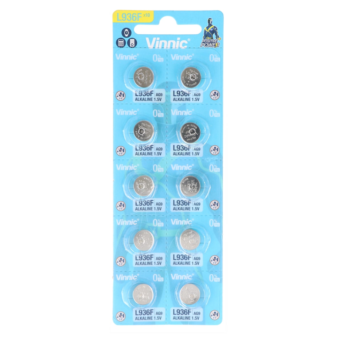 10 Stück Knopfzellen AG9, L936, SR936, SR45, 394, 524, RW33 Alkaline Batterie