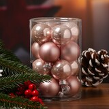 thumbnail of Christbaumkugel Weihnachtskugel Glas D: 3,5cm glänzend matt rosa 16St