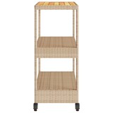 thumbnail of vidaXL Keukentrolley 3-laags poly rattan en massief acaciahout beige