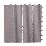 thumbnail of WPC Bodenfliese Rhone + Abschluss, Holzoptik Balkon/Terrasse, 11x je 30x30cm = 1qm Premium ~ grau linear senkrecht