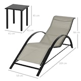 thumbnail of Outsunny set de 2 tumbonas jardín exterior con mesa auxiliar de vidrio templado tumbonas con reposabrazos para patio piscina terraza exterior gris