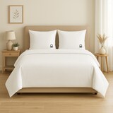 thumbnail of Benetton - Conjunto de cama king size de 4 peças: lençol plano (240x290cm), lençol justo (175x200cm), 2 fronhas (50x80cm) 100% algodão branco