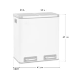 thumbnail of SVITA TM2X15 Mülleimer 30 Mülltrennsystem Abfalleimer mit Fächern Weiß