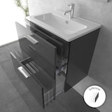 thumbnail of Vitra Modernes Badezimmer Set Waschbecken mit Unterschrank und LED-Spiegel | Waschbeckenunterschrank vormont. | Keramik Waschtisch SoftClose-Funktion