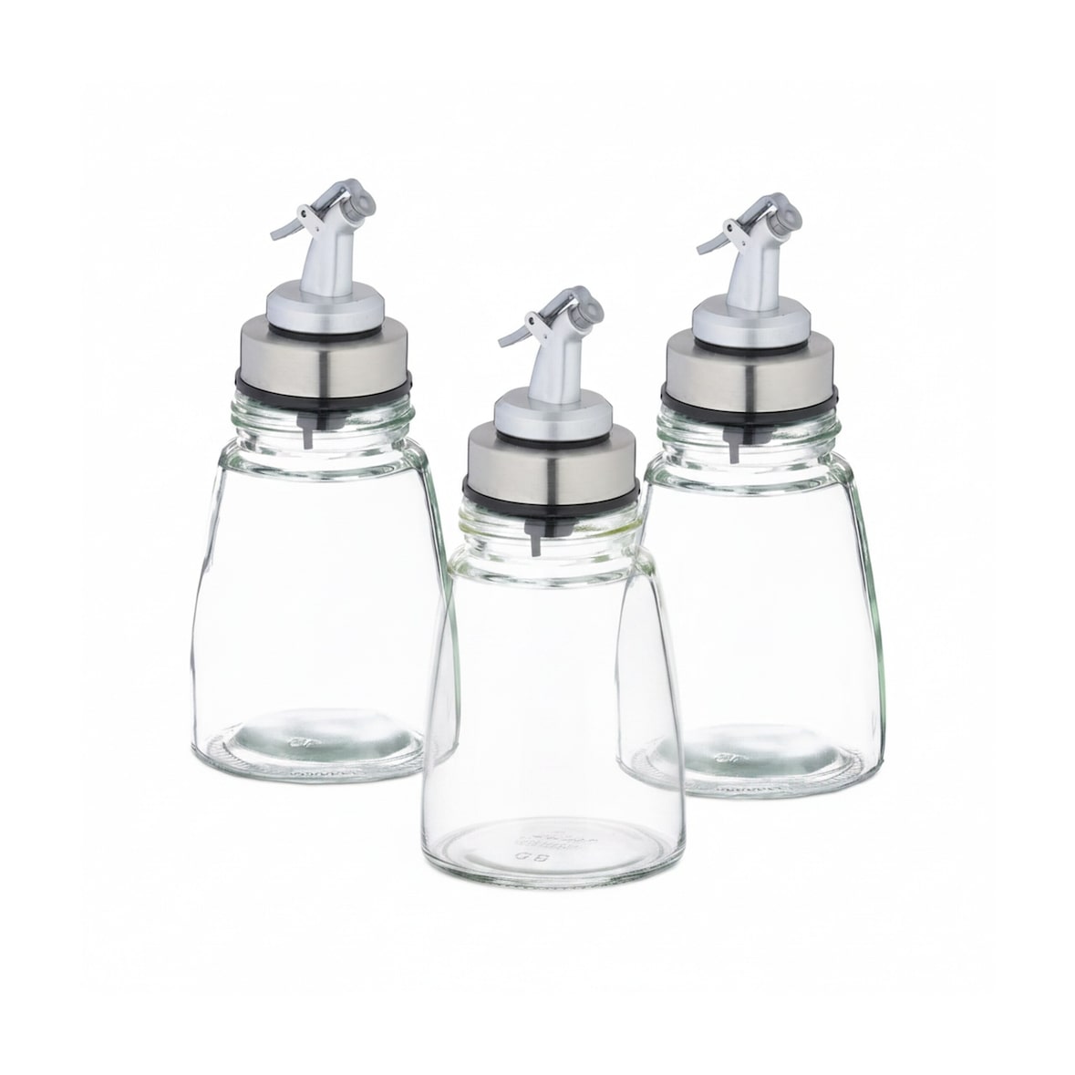 Relaxdays Ölflasche, 3er Set, Abfüllflasche luftdicht, Dosierflasche tropffrei, Glasflasche nachfüllbar, transparent