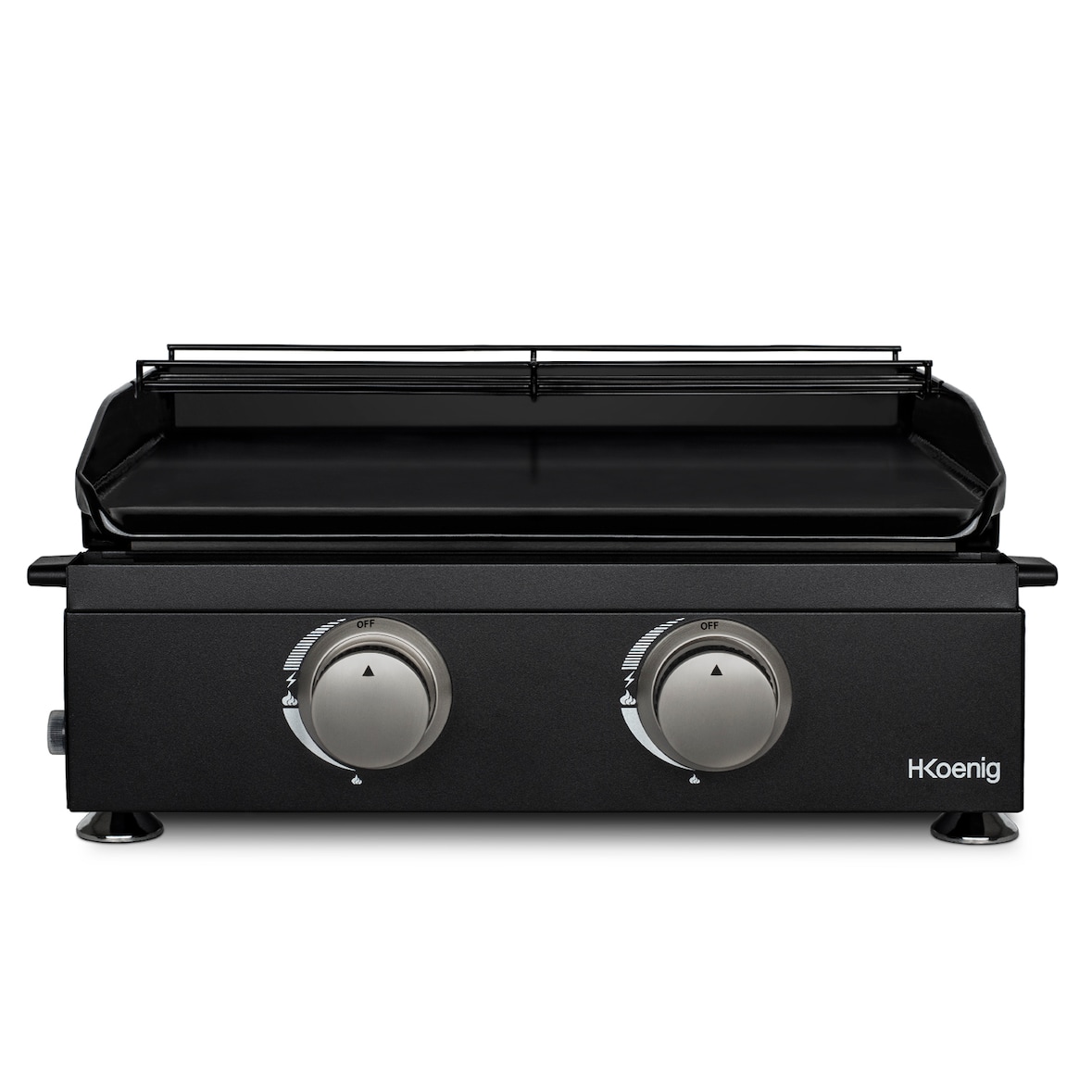 H.Koenig Plancha PLX1022 Gasgrill mit 2 U-Brenner aus Edelstahl, Stromversorgung für Propan oder Butan, Temperatur einstellbar bis 350 °C