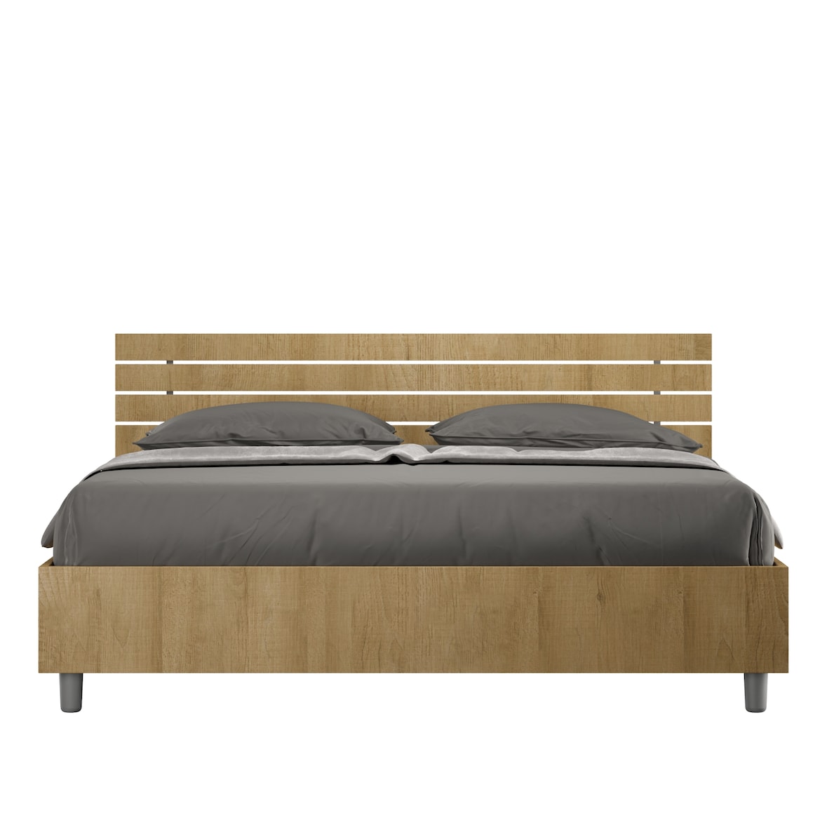 Letto matrimoniale con rete 160x200 testata inclinata con doghe quercia Ankel