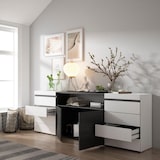 thumbnail of Kommode, Mobiler Kleiderschrank mit Schubladen, 214x35x75 cm, Schlafzimmer, Mit Stauraum, Moderner Stil, Schwarz und weiß - 456_11