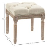thumbnail of HOMCOM reposapiés de salón taburete bajo vintage otomana con asiento capitoné y patas talladas de madera para recibidor dormitorio 40x40x43 cm beige