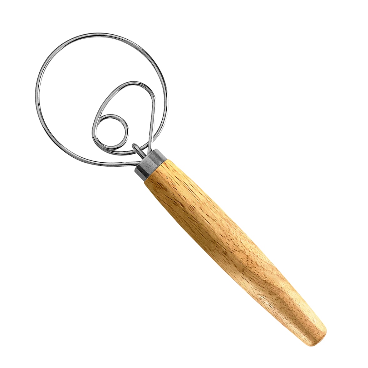 Batedor dinamarquês – Aros de aço inoxidável e cabo de madeira ergonômico | Perfeito para massas de pão, bolo e pizza | Robusto e durável