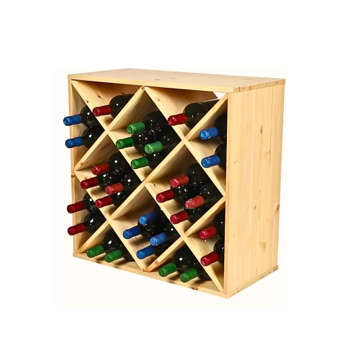 PROREGAL Modulares Weinregal VINCELLAR MOD | HxBxT 60x60x30cm | Rauten Modul für 30 Flaschen| Massives Kiefernholz | Natur | Flaschenregal