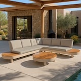 thumbnail of Now's Home - Salon de jardin d'angle aluminium  sable coussin en oléfine  panama