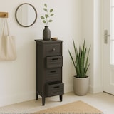 thumbnail of Kommode T18, Schubladenschrank Schrank, 4 Schubladen, 74x30x25cm Shabby-Look Vintage ~ grau-braun