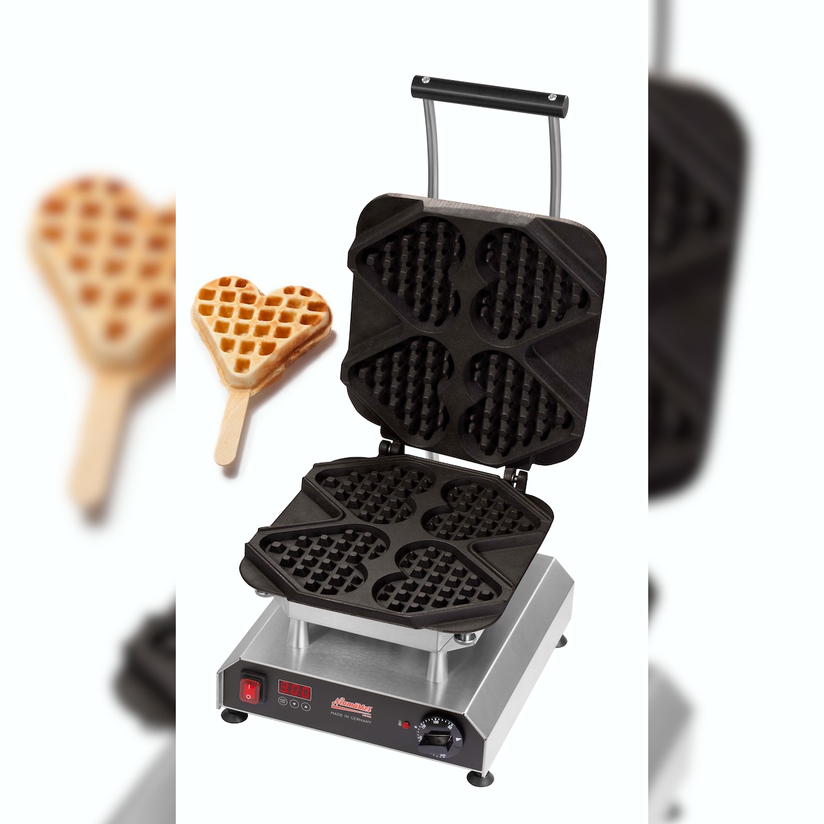 Neumärker Waffeleisen Thermocook inkl. Waffel-Herz am Stiel Wechselplatten