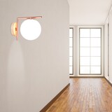 thumbnail of Relaxdays Wandleuchte, E27-Fassung, Glas, Metall und Holz, Wandlampe, Kugel, H x B x T: 22 x 19,5 x 28 cm, kupferfarben