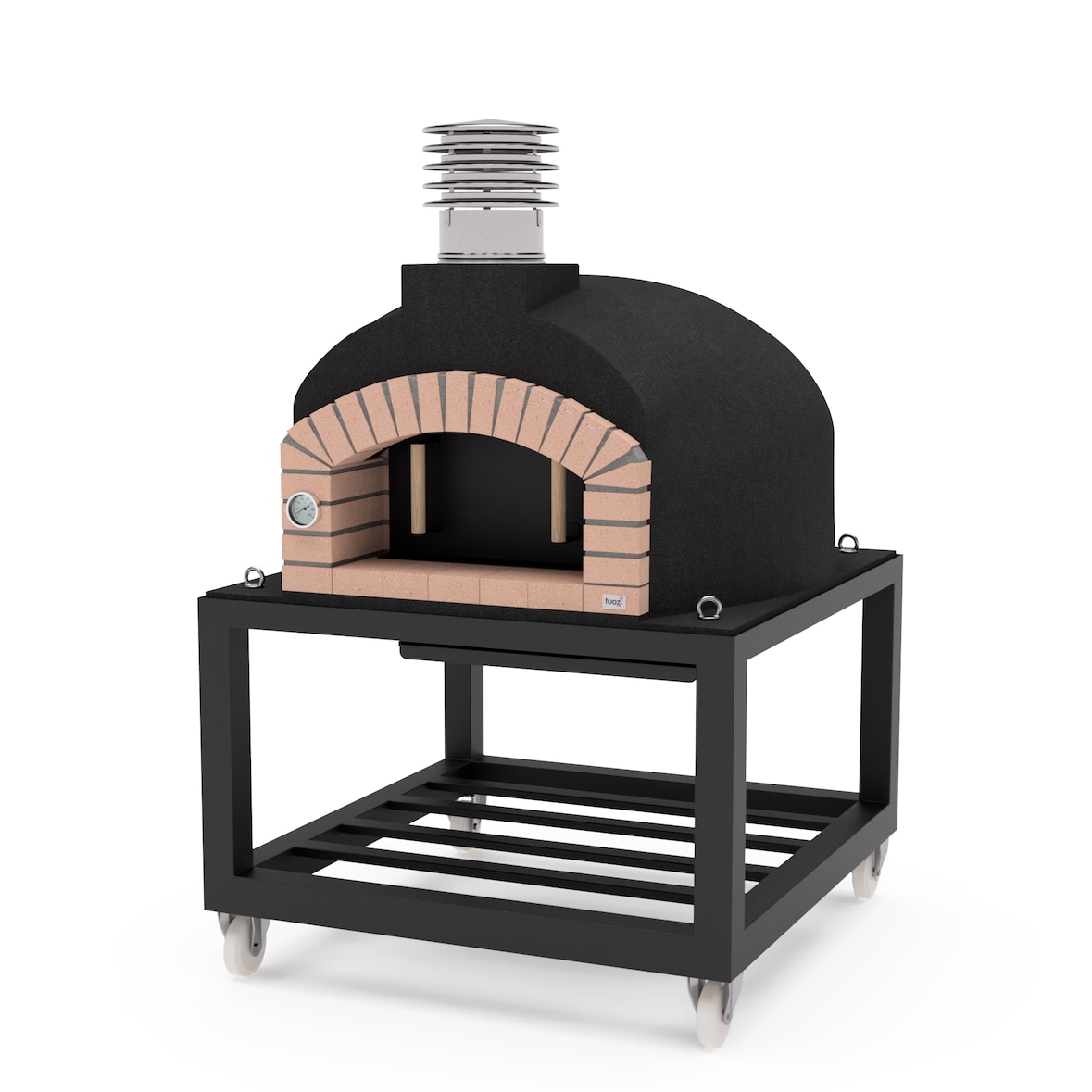 MF - Forno a Lenha de Obra para Exterior Modelo OLYMPUS MONS (Preto - 110 x 110 x 159 cm) – Isolado com Cortiça e 3 Mantas Cerâmicas