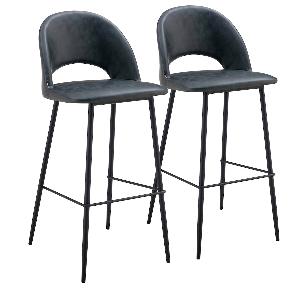 Set van 2 hoge stoelen in metaal en zwart gecoate stof