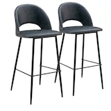 thumbnail of Set van 2 hoge stoelen in metaal en zwart gecoate stof