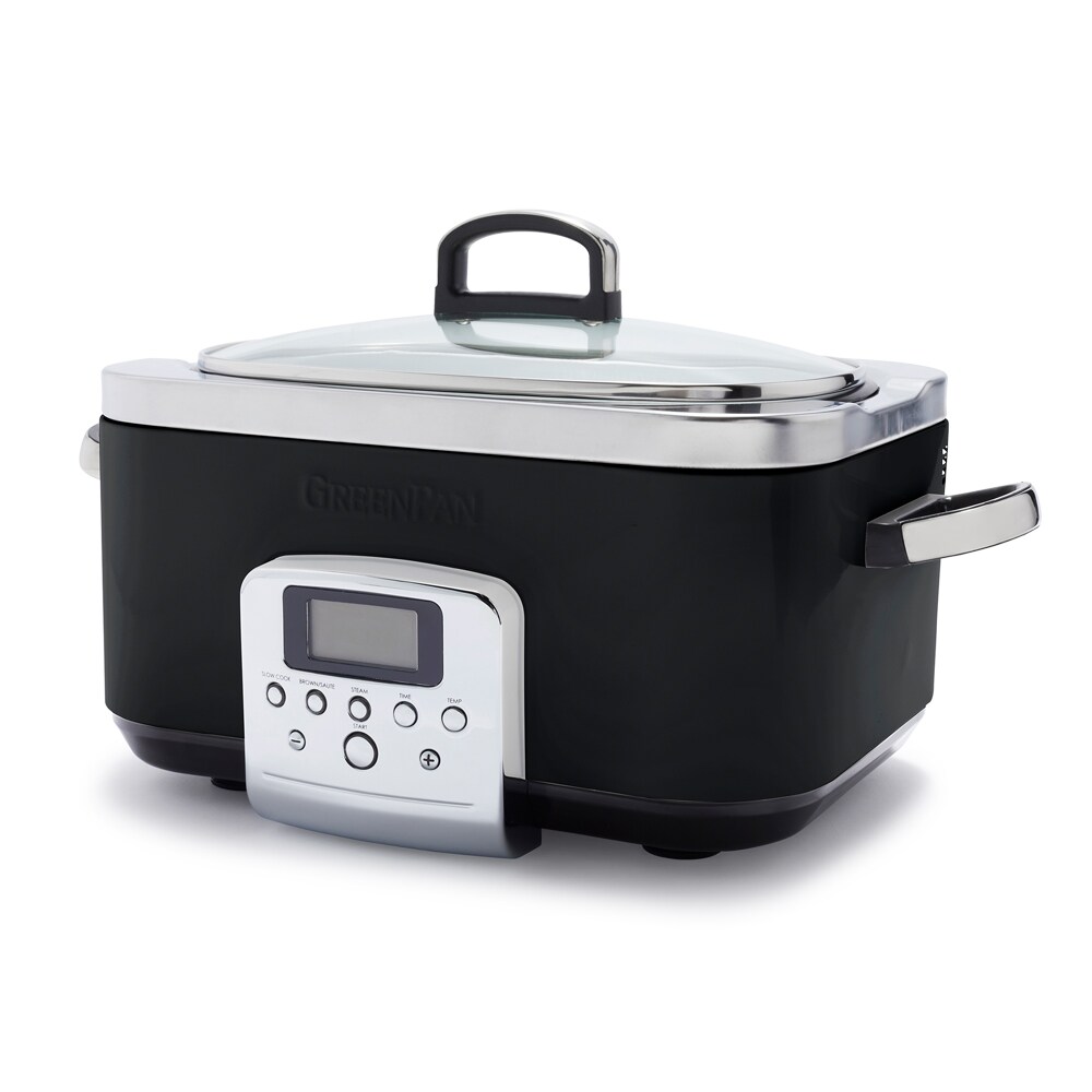 GreenPan Slow Cooker 6.0 L 8 Programme Aluminium gehärteter Glasdeckel