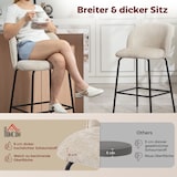thumbnail of Barhocker Set mit Rückenlehne und Fußstütze Beige 68 cm Sitzhöhe ergonomisch gepolstert mit Stahlbeinen für Kücheninsel und Theke, 93x55x50 cm