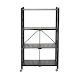 thumbnail of Étagère HWC-J85, Étagère sur pied Étagère de salon, pliable/repliable Acier ~ noir, 4 niveaux