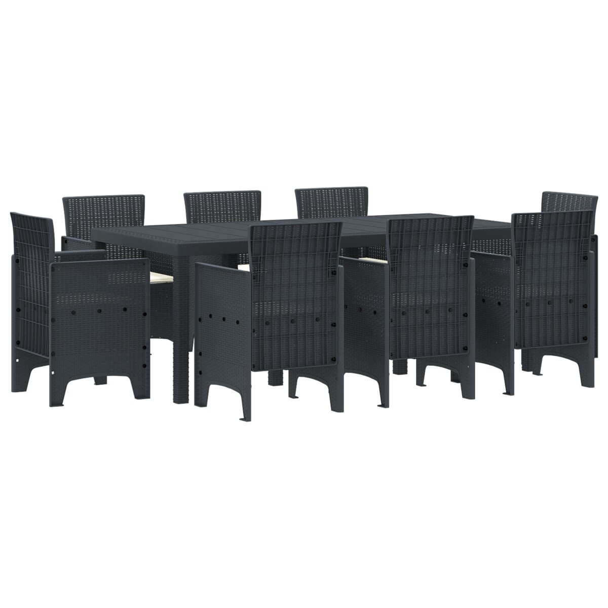 vidaXL Garten-Essset 9 pcs Anthrazit Poly-Rattan