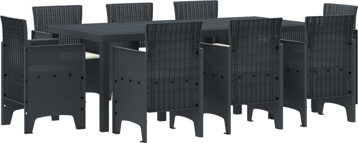 vidaXL Garten-Essset 9 pcs Anthrazit Poly-Rattan